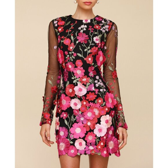 Avec Les Filles Dresses & Skirts - Avec Les Filles Black Floral Mini Dress